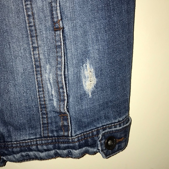 Jean Jacket Distressed with Jewels Large - Picture 4 of 6